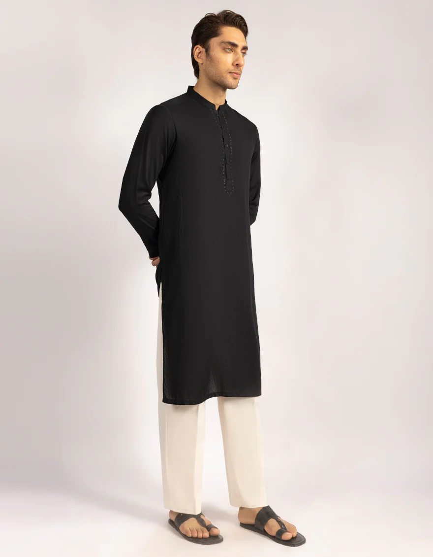 BLACK BLENDED KURTA | JJK-A-50337/S25/JJ9949-SF - Image 4