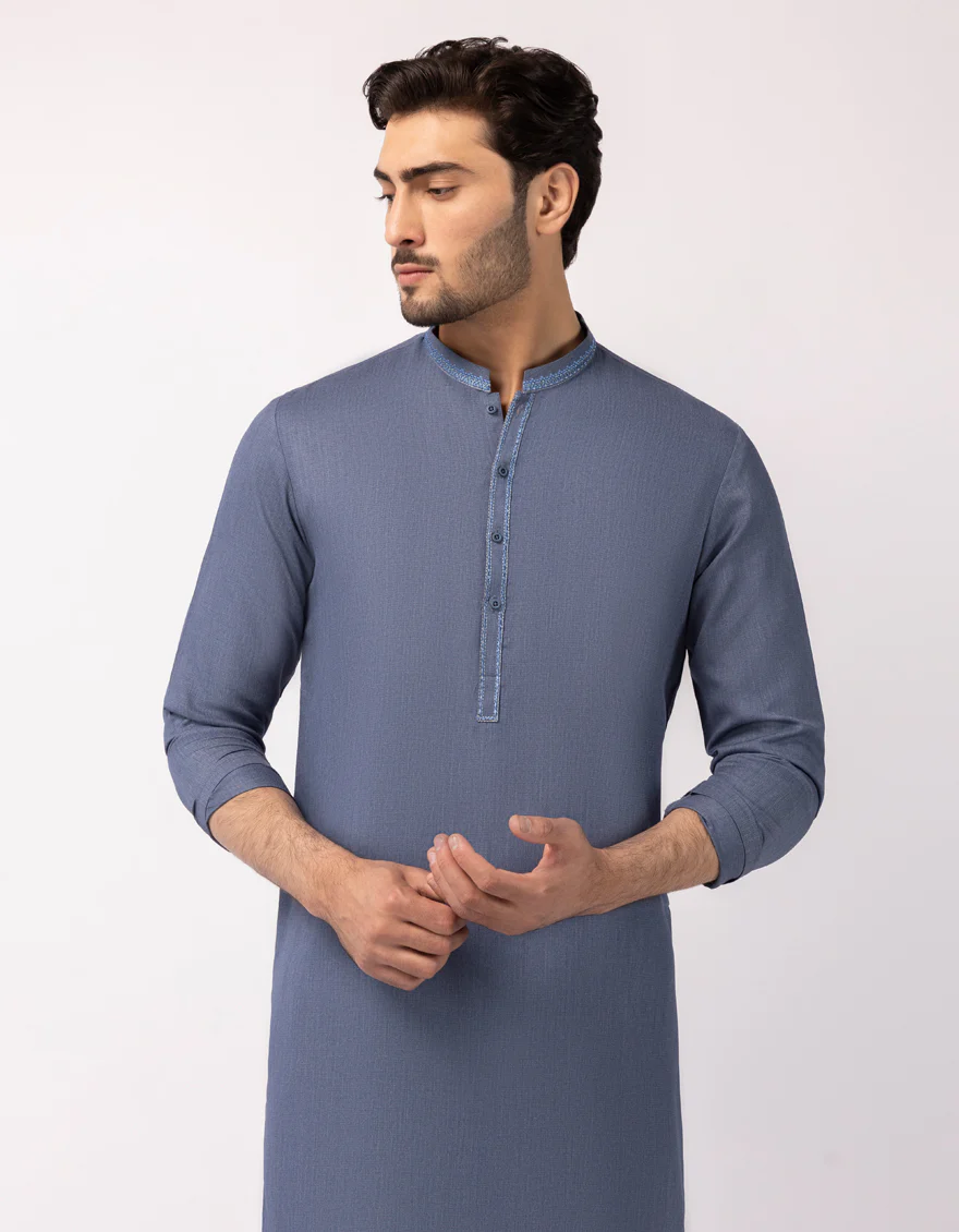 DULL BLUE BLENDED KURTA | JJK-A-50385/S25/JJ9852-SF - Image 2