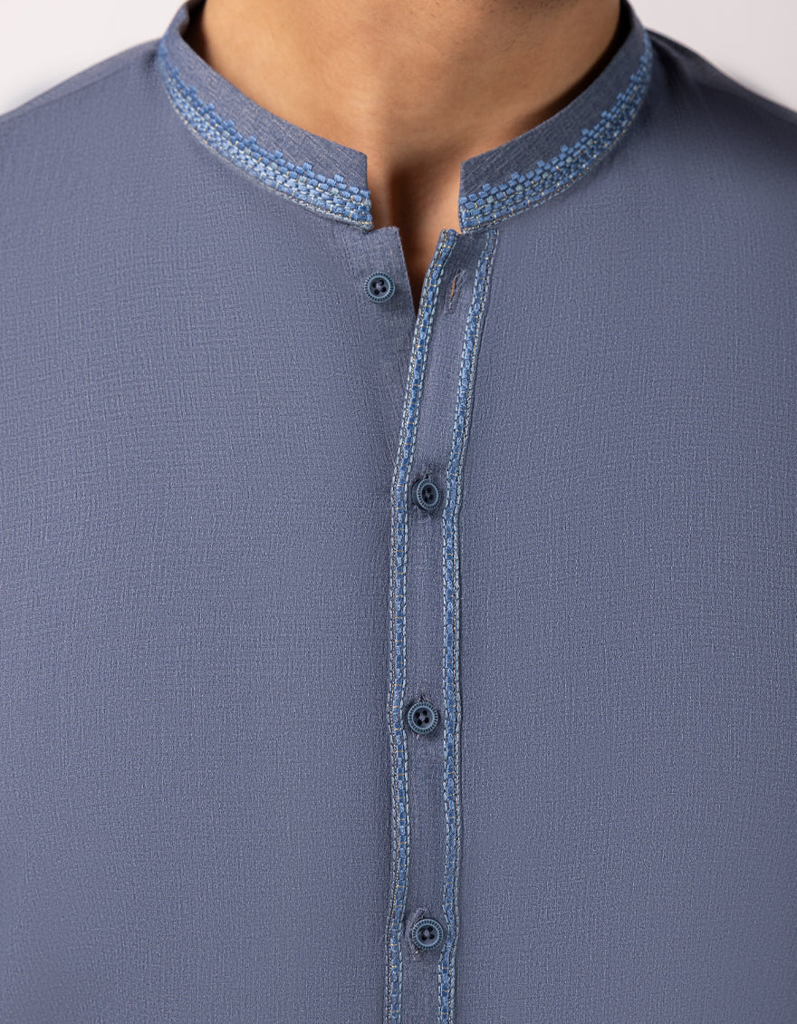 DULL BLUE BLENDED KURTA | JJK-A-50385/S25/JJ9852-SF - Image 3