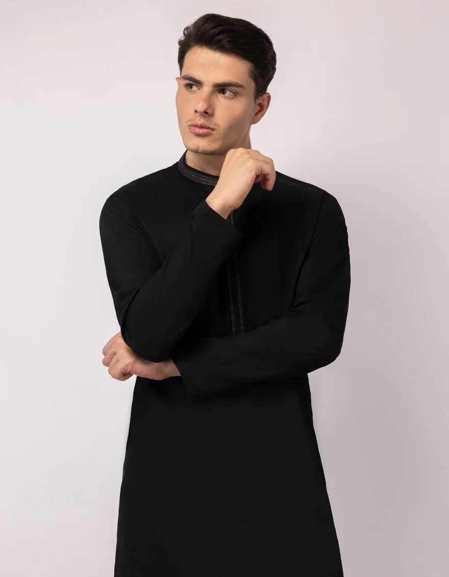BLACK BLENDED KURTA | JJK-A-50388/S25/JJ9852-SF - Image 2