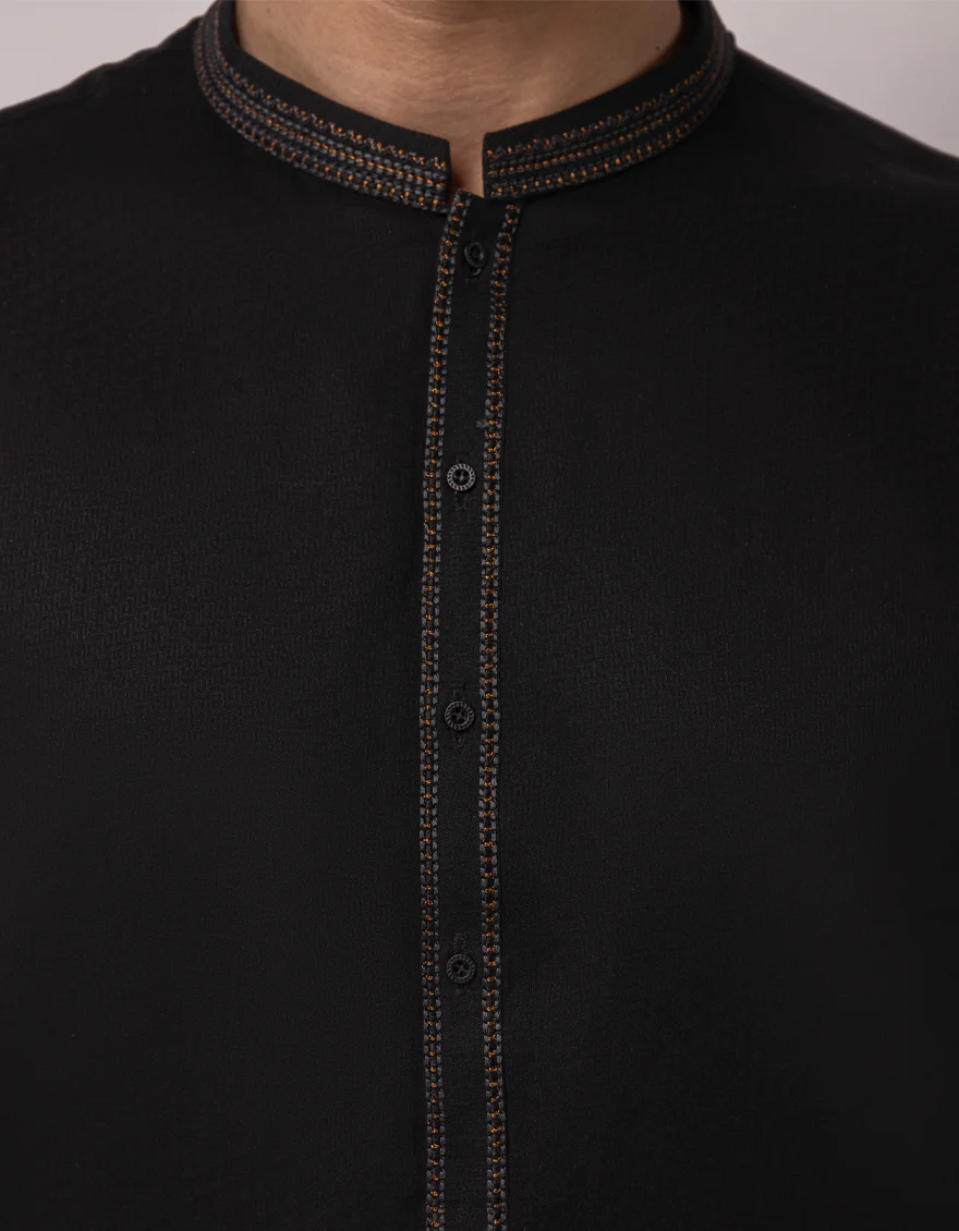 BLACK BLENDED KURTA | JJK-A-50388/S25/JJ9852-SF - Image 3