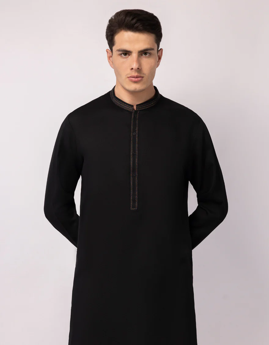 BLACK BLENDED KURTA | JJK-A-50388/S25/JJ9852-SF - Image 4
