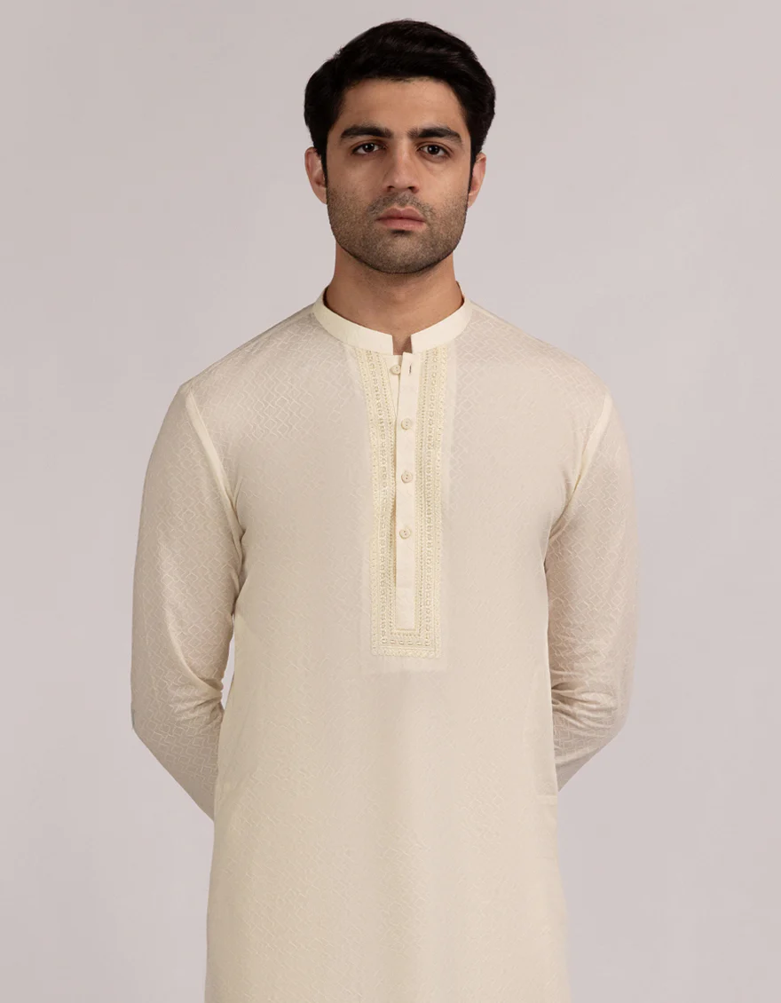 CREAM COTTON KURTA | JJK-A-50441/S25/JJ10234-FL - Image 2