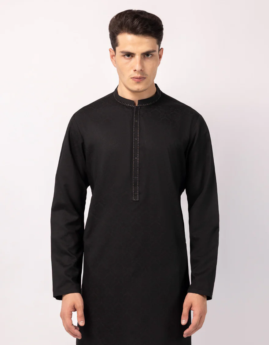 BLACK BLENDED KURTA | JJK-A-50442/S26/JJ10487-FL - Image 2