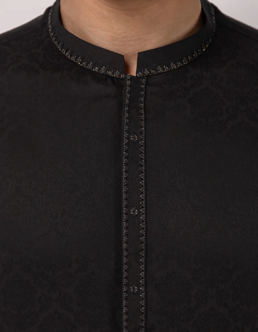 BLACK BLENDED KURTA | JJK-A-50442/S26/JJ10487-FL - Image 3