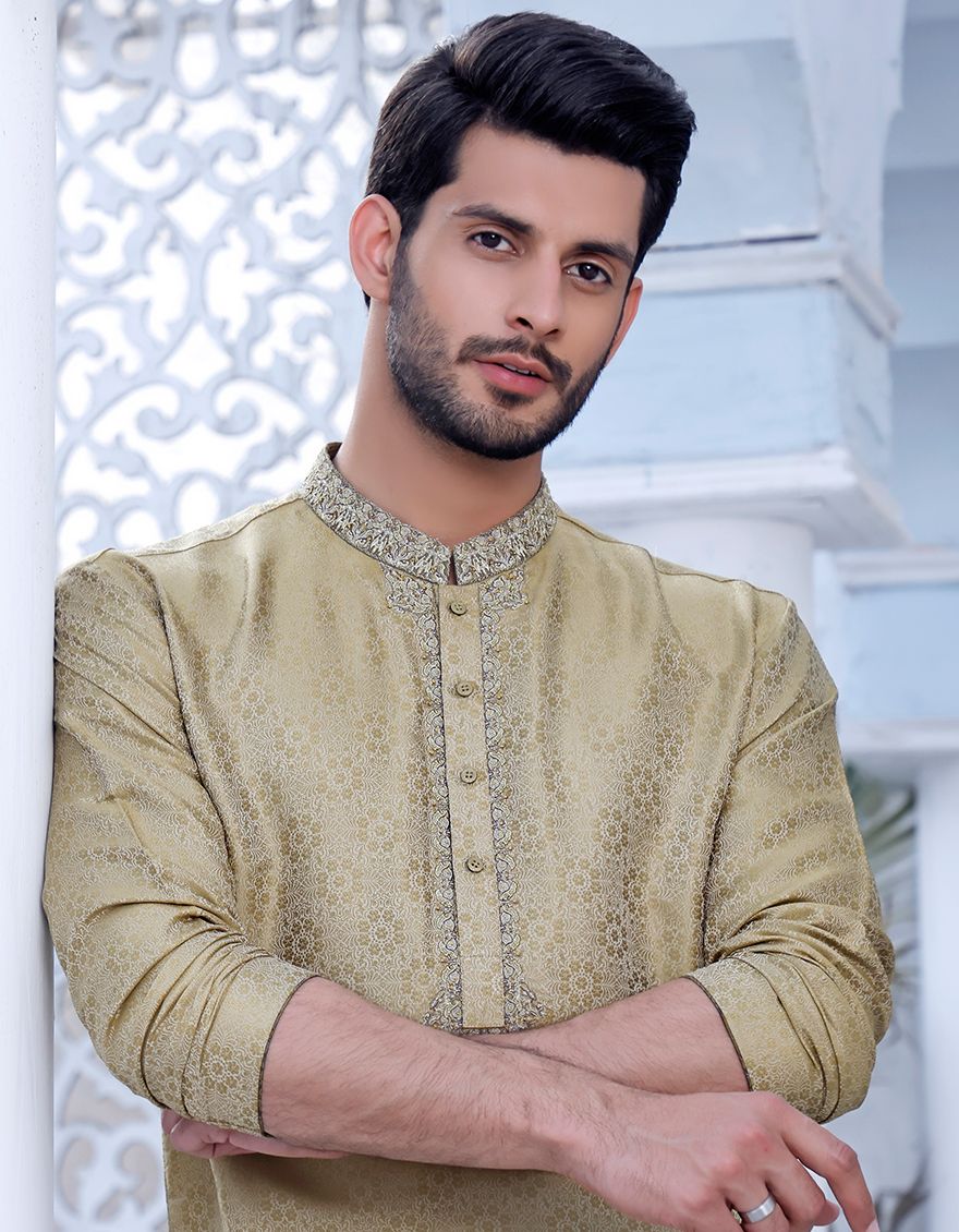 OLIVE GREEN SPECIAL KURTA | JJK-A-SP-US-33118/S20/JJ7004 - Image 3