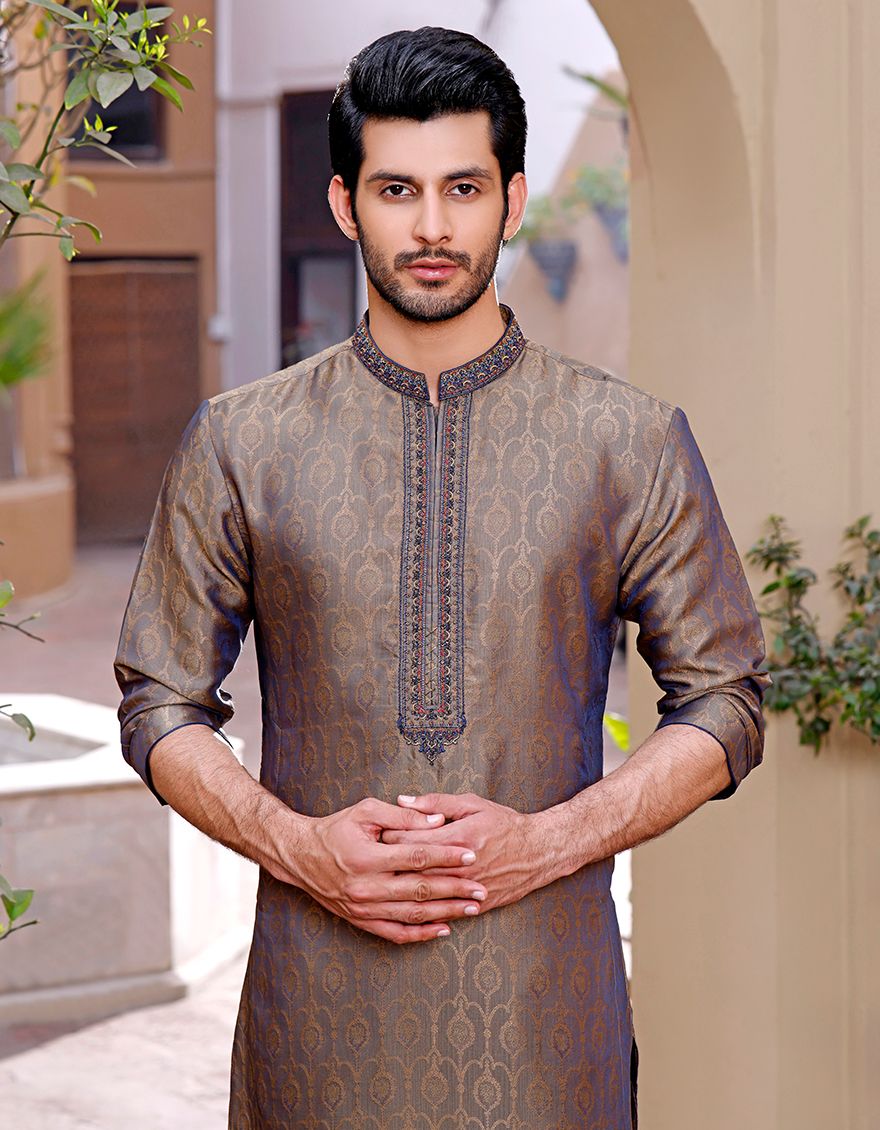 DULL BROWN SPECIAL KURTA | JJK-A-SP-US-33135/S20/JJ7006 - Image 2