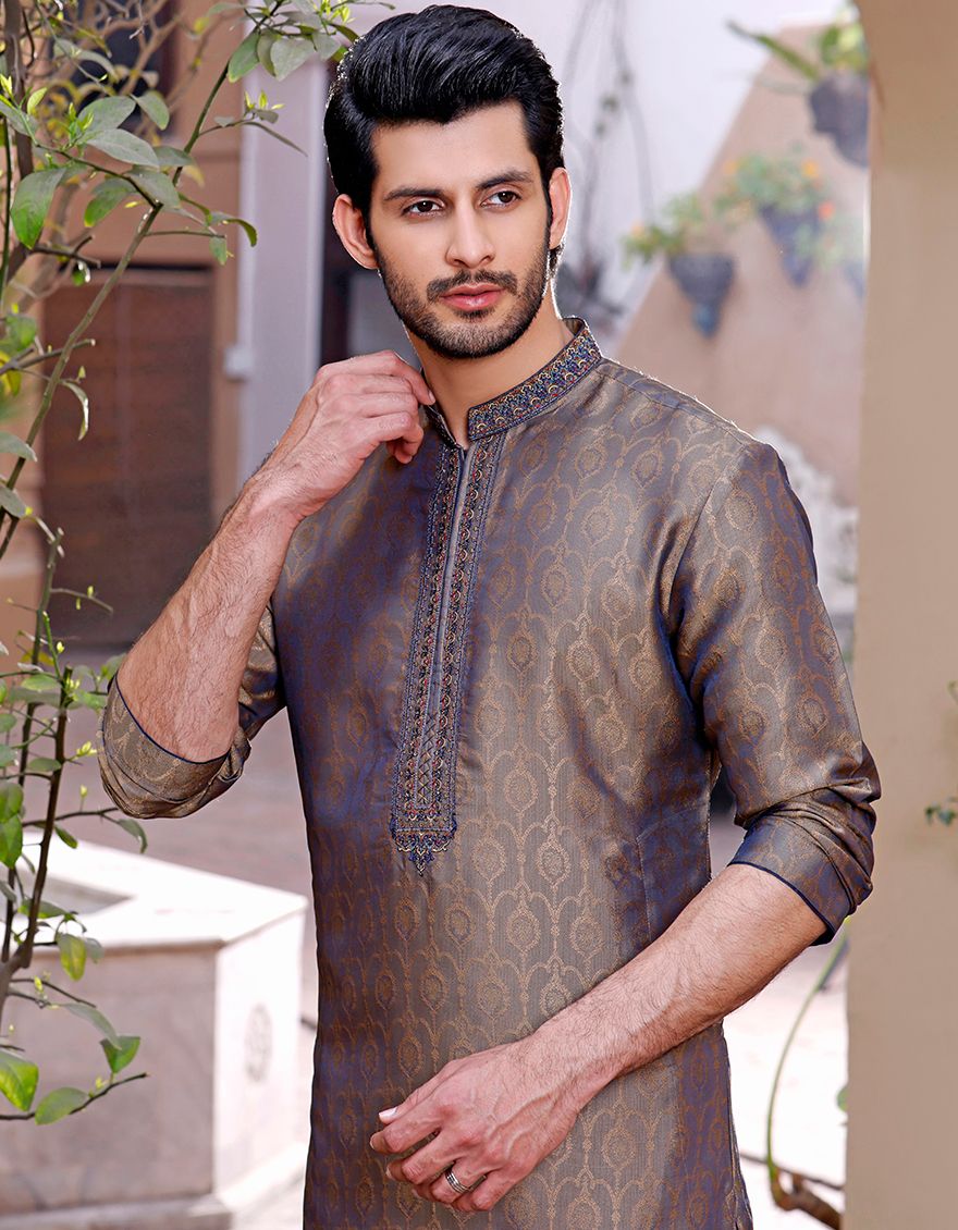 DULL BROWN SPECIAL KURTA | JJK-A-SP-US-33135/S20/JJ7006 - Image 3