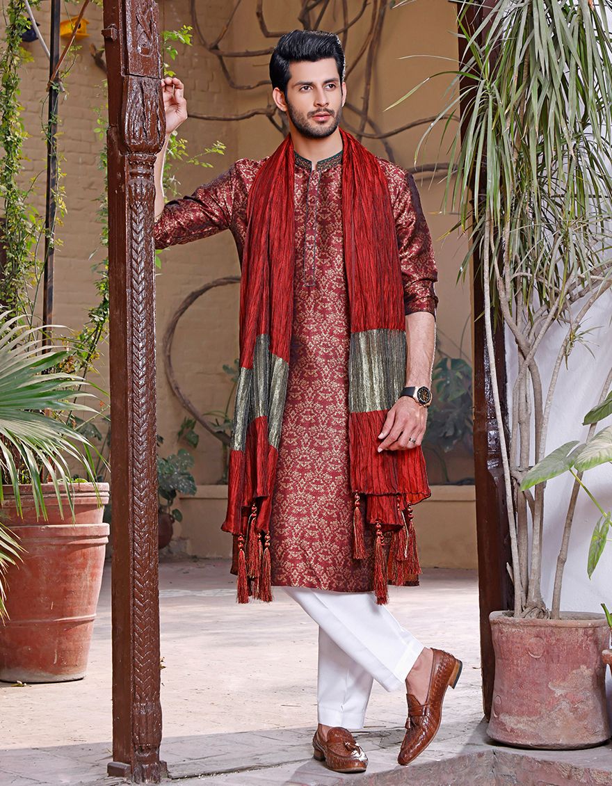 DEEP MAROON SPECIAL KURTA | JJK-A-SP-US-33160/S20/JJ7057 - Image 3