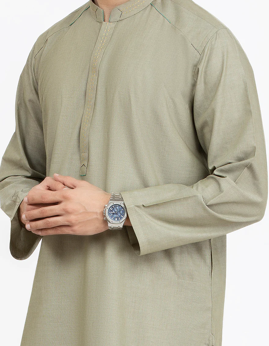 DULL GREEN CVC KURTA | JJK-A-US-32399/S20/JJ6683 - Image 2