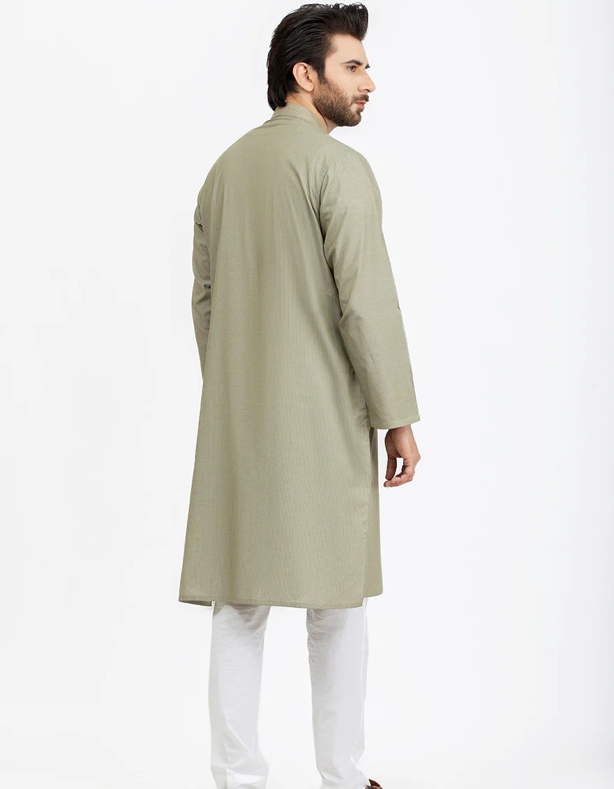 DULL GREEN CVC KURTA | JJK-A-US-32399/S20/JJ6683 - Image 3