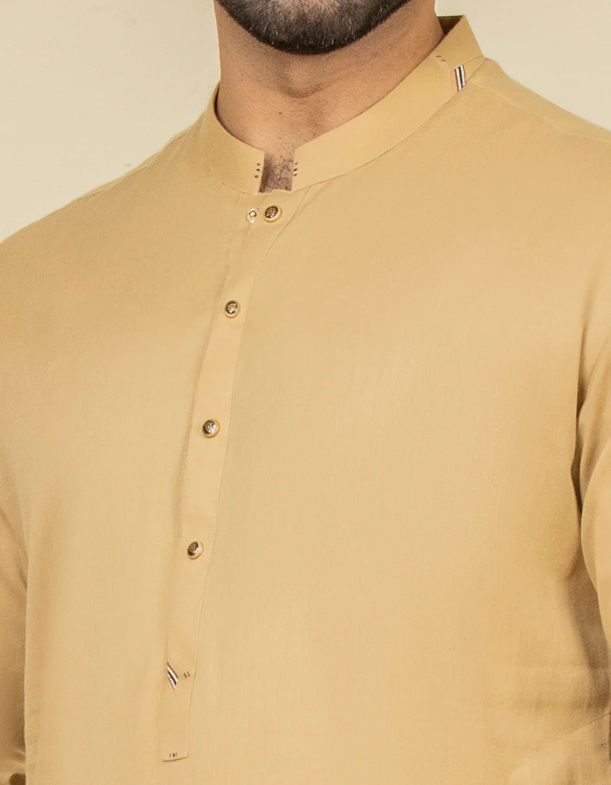 KHAKI COTTON KURTA | JJK-A-US-32631/S22/JJ7636-CL - Image 2
