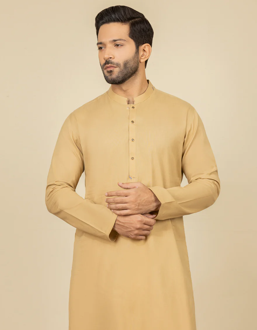 KHAKI COTTON KURTA | JJK-A-US-32631/S22/JJ7636-CL - Image 3