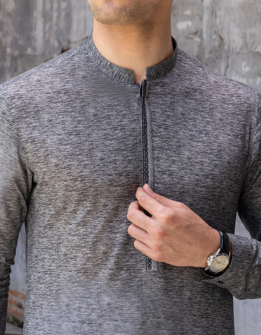 GREY COTTON KURTA | JJK-A-US-32659/W22/JJ7611-SF - Image 2