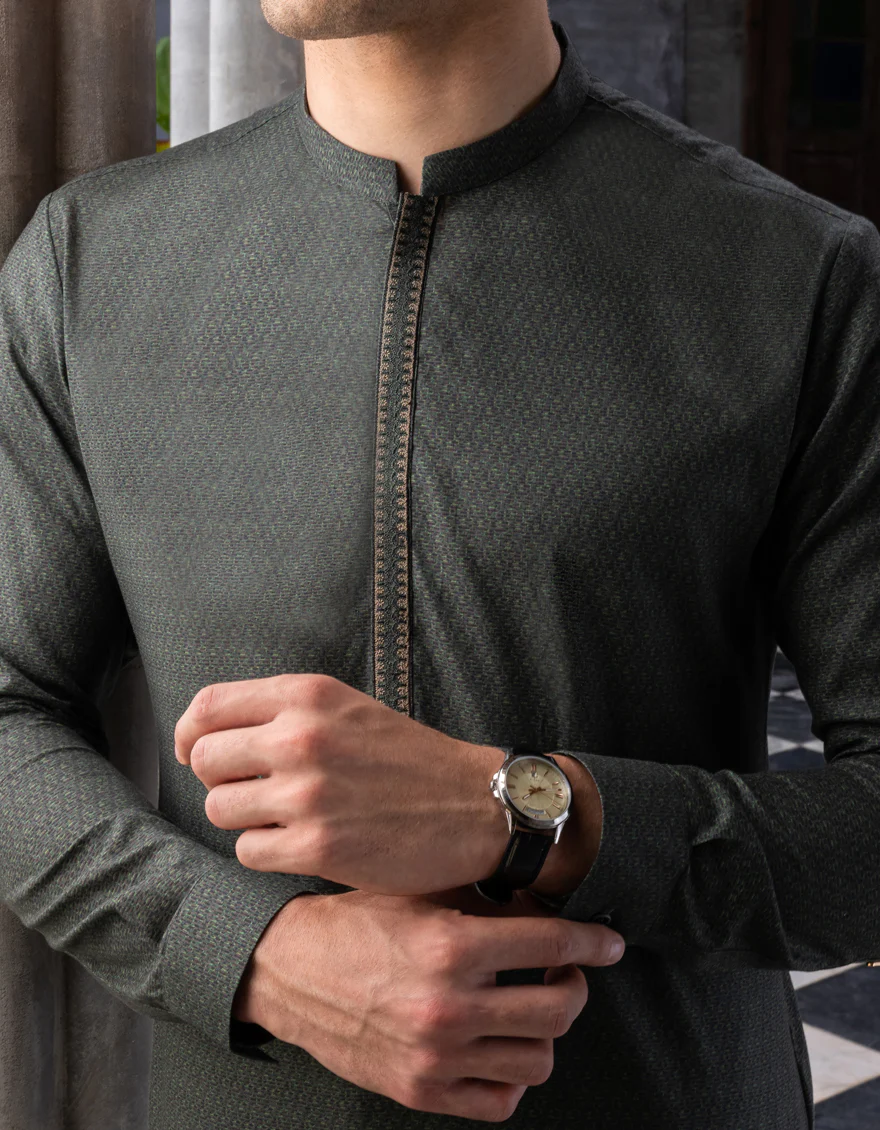 GREEN COTTON KURTA | JJK-A-US-32660/W22/JJ7611-SF - Image 2