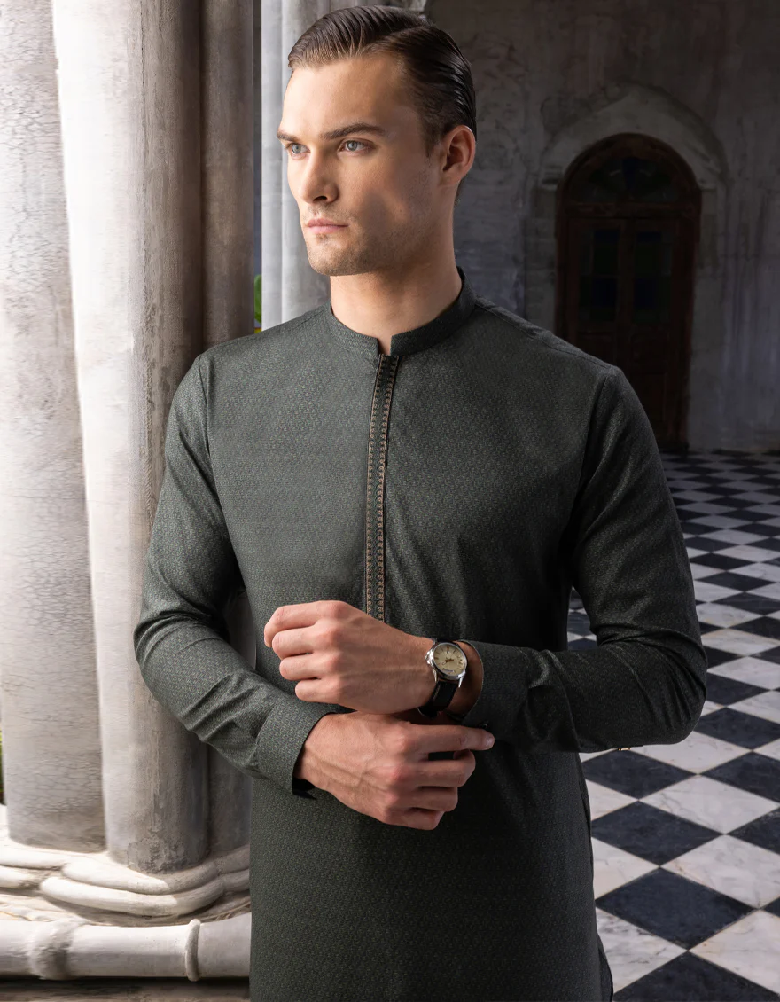 GREEN COTTON KURTA | JJK-A-US-32660/W22/JJ7611-SF - Image 3