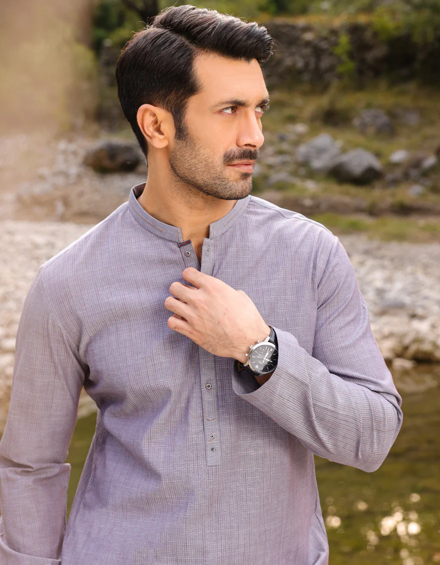 SMOKE GREY COTTON KURTA | JJK-A-US-32751/S23/JJ8881-CL - Image 2