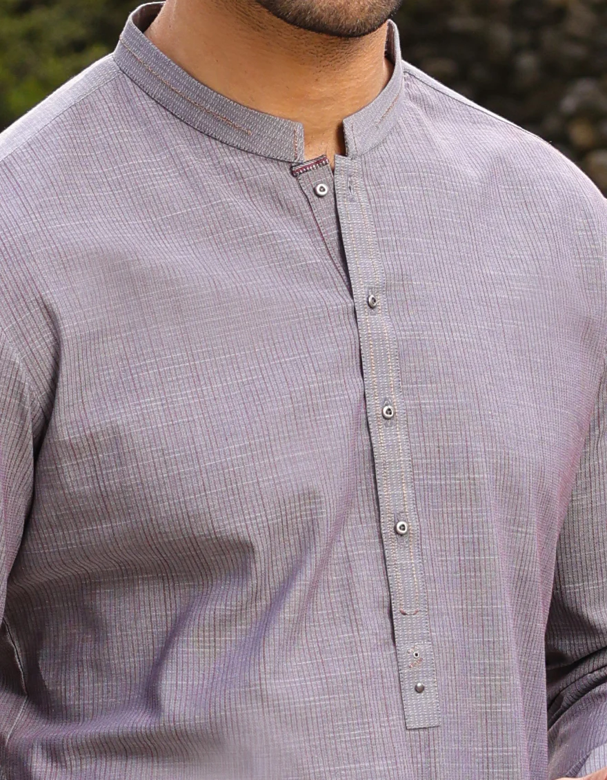 SMOKE GREY COTTON KURTA | JJK-A-US-32751/S23/JJ8881-CL - Image 3