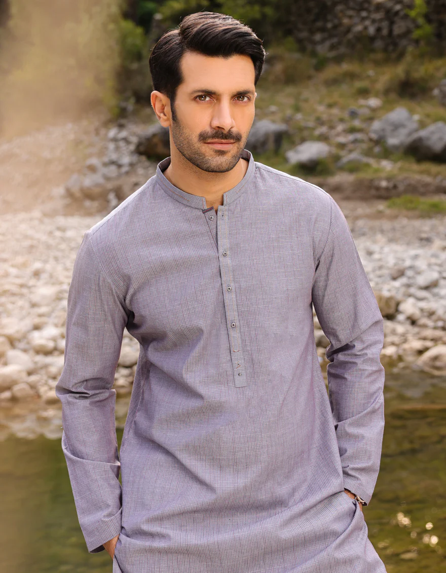 SMOKE GREY COTTON KURTA | JJK-A-US-32751/S23/JJ8881-CL - Image 4