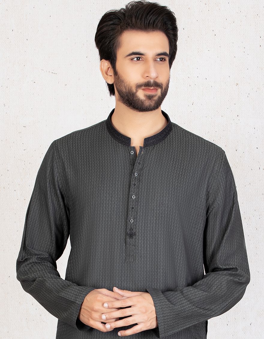 CHARCOAL KURTA | JJK-A-US-34002-R2/S21/JJ6253-SF - Image 3