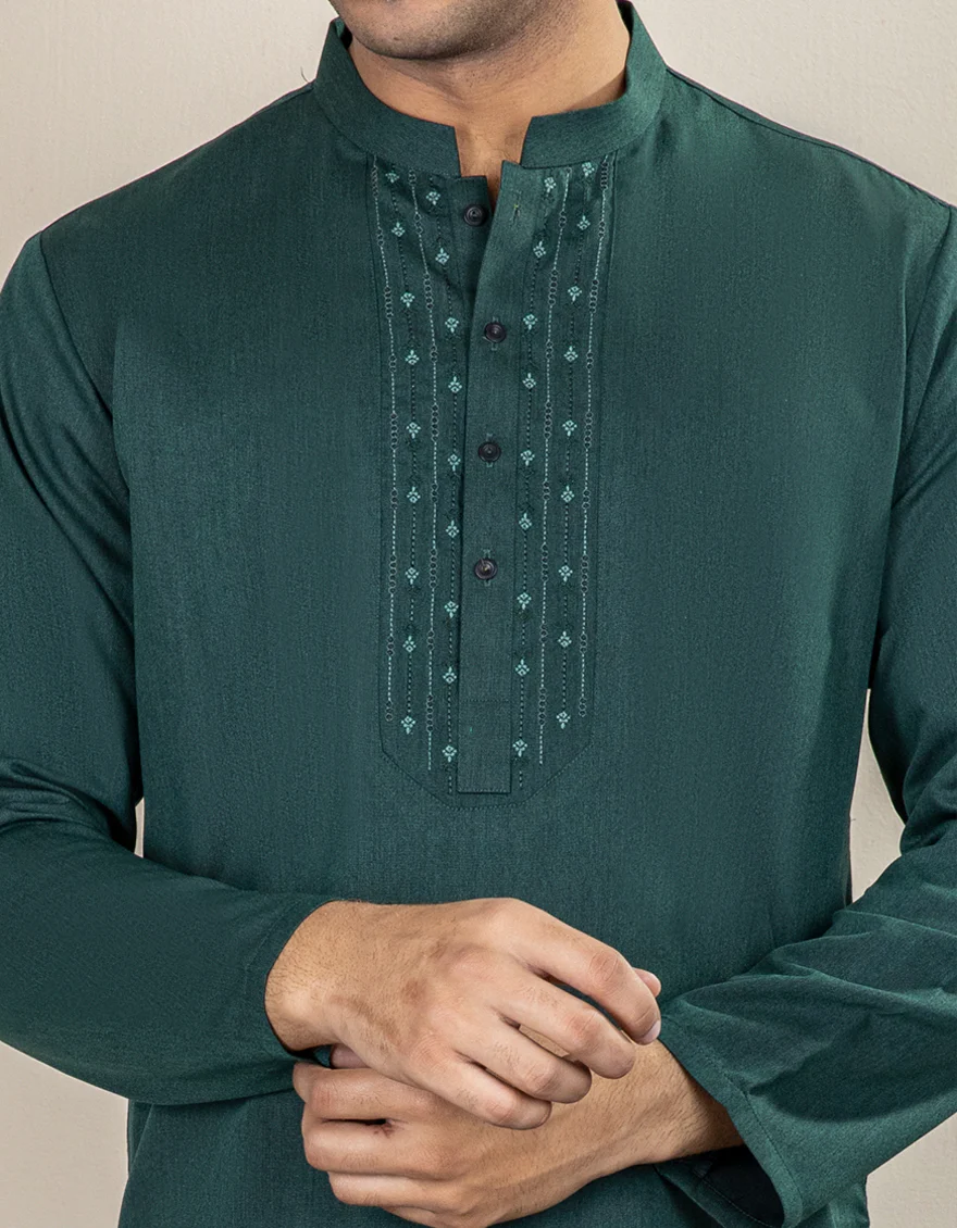 FOREST GREEN BLENDED KURTA | JJK-A-US-34242/S22/JJ7610-FL - Image 2