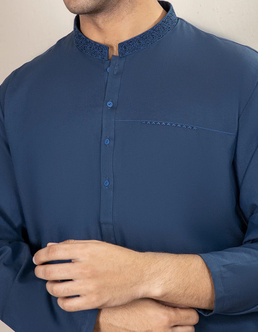 DARK NAVY COTTON KURTA | JJK-A-US-34244/S22/JJ8194-SF - Image 2