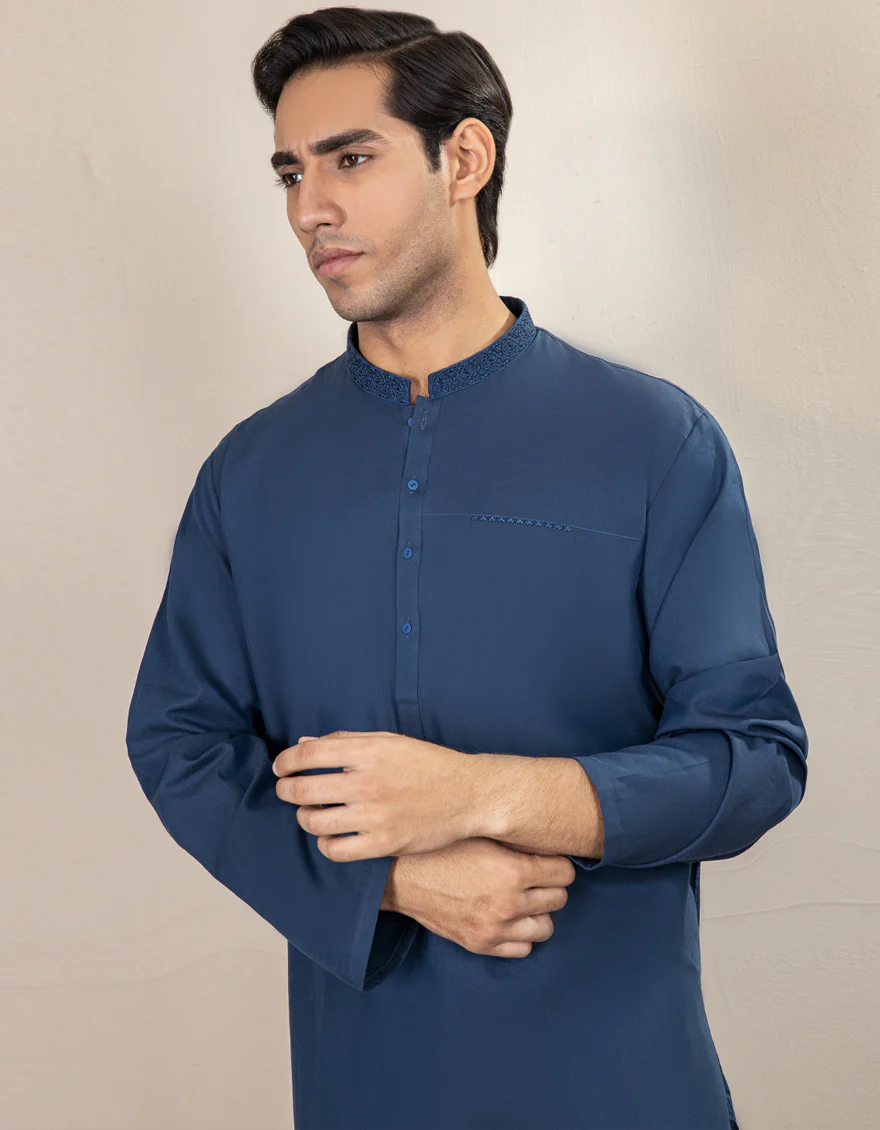 DARK NAVY COTTON KURTA | JJK-A-US-34244/S22/JJ8194-SF - Image 3