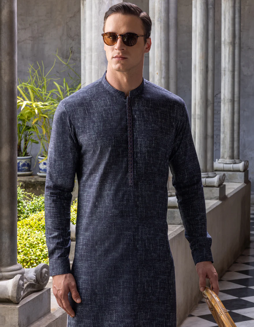 MIDNIGHT BLUE COTTON KURTA | JJK-A-US-34254/W22/JJ7611-SF - Image 3