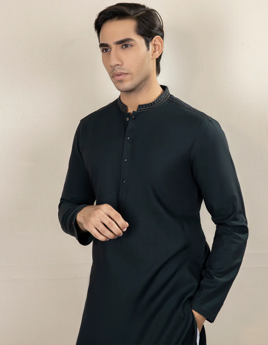 FOREST GREEN COTTON KURTA | JJK-A-US-34268/W22/JJ8325-FL - Image 3