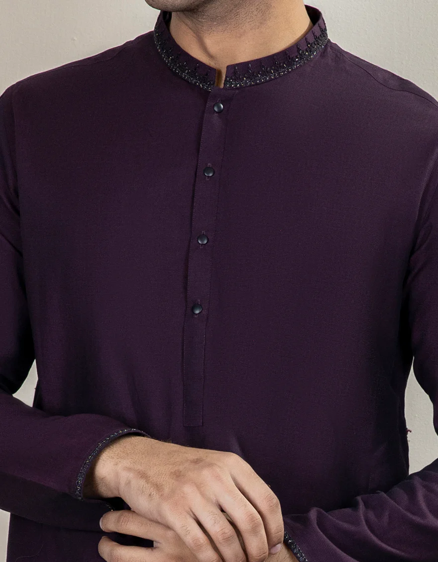 PLUM COTTON KURTA | JJK-A-US-34269/W22/JJ8325-FL - Image 2