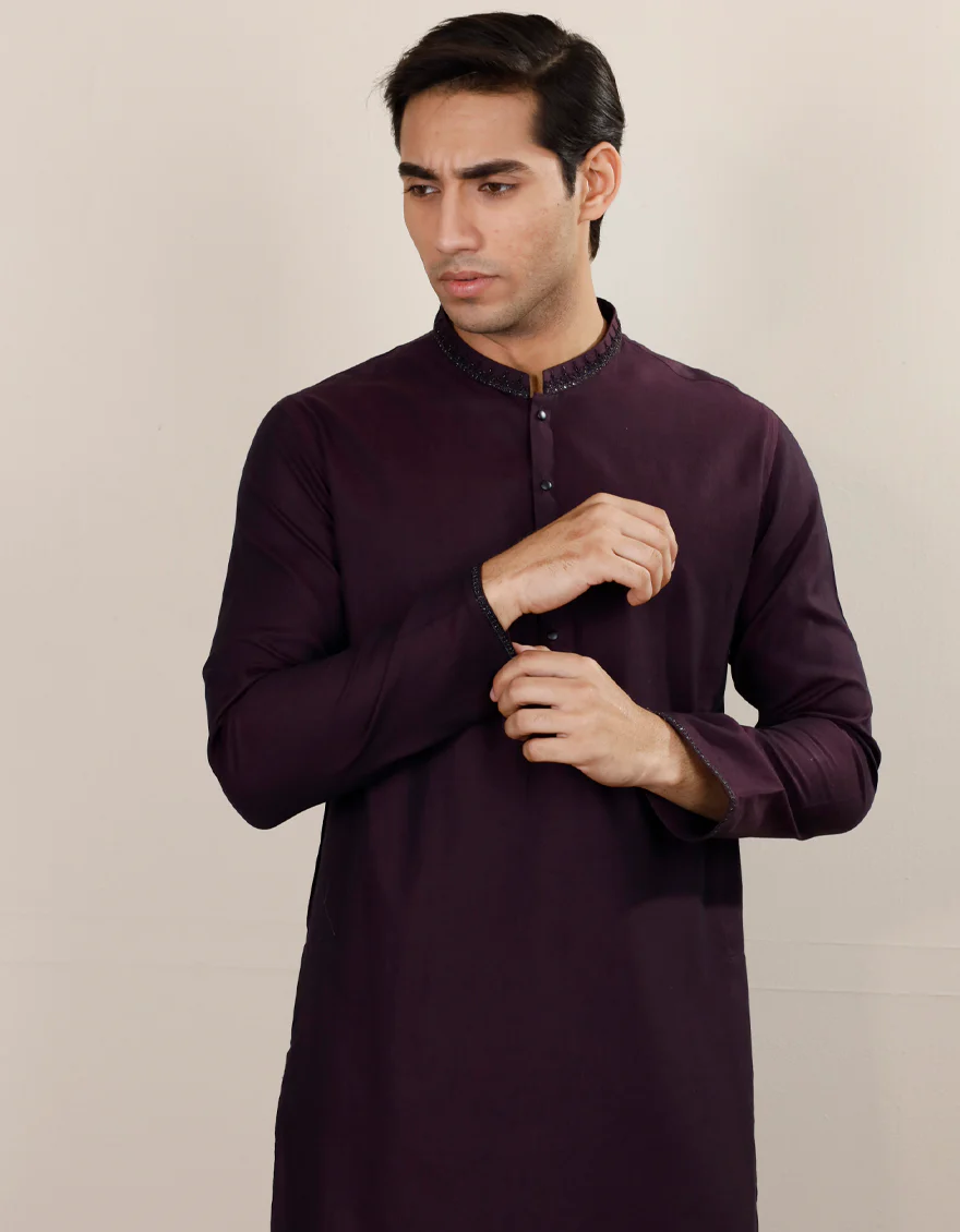 PLUM COTTON KURTA | JJK-A-US-34269/W22/JJ8325-FL - Image 3