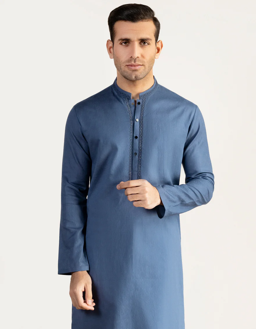 BLUE-GREY COTTON KURTA | JJK-A-US-34368/S23/JJ8750-SF - Image 2