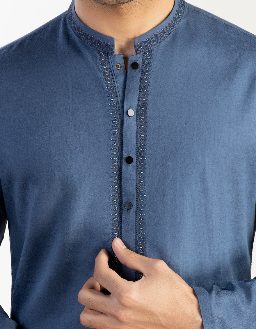 BLUE-GREY COTTON KURTA | JJK-A-US-34368/S23/JJ8750-SF - Image 3