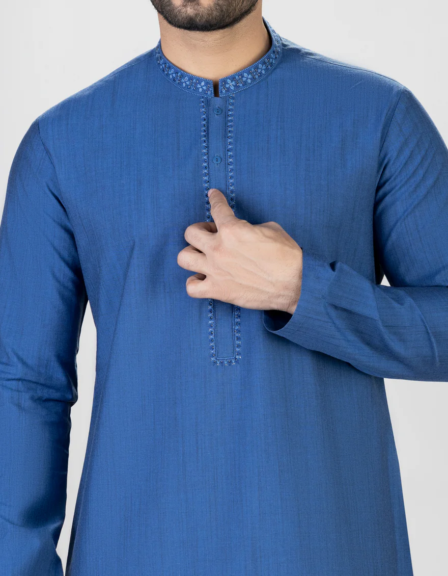 BLUE BLENDED KURTA | JJK-A-US-34374/S23/JJ8668-FL - Image 3