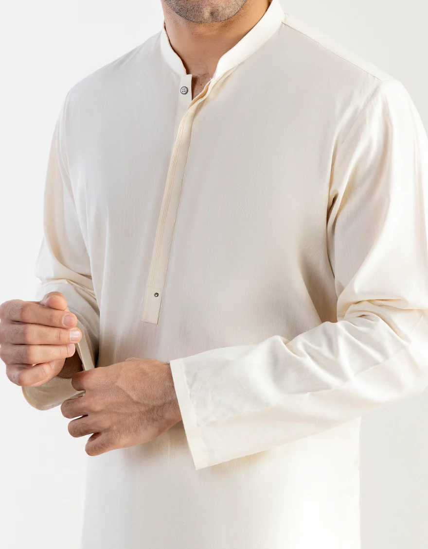 CREAM COTTON KURTA | JJK-A-US-34394/S23/DME3227-PN - Image 2