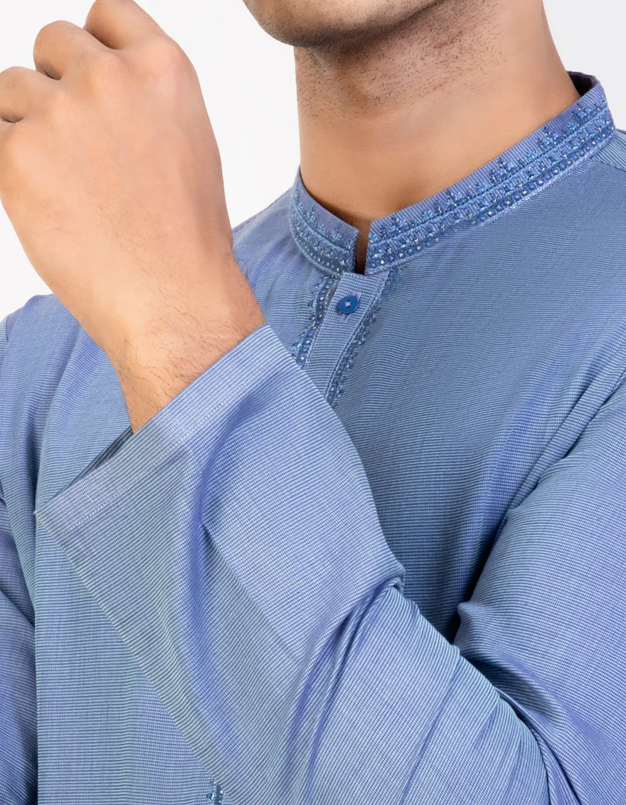 HATCHED PURPLE COTTON KURTA | JJK-A-US-34491/S23/JJ8943-SF - Image 2