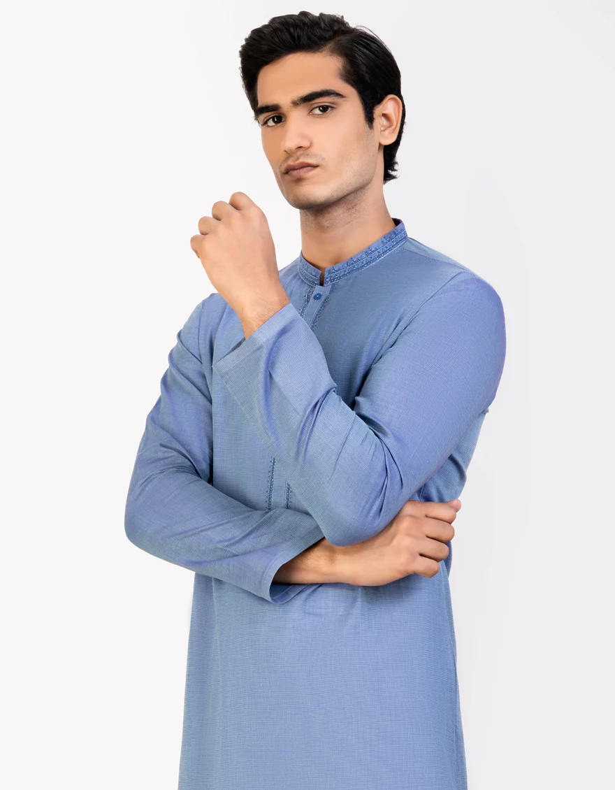 HATCHED PURPLE COTTON KURTA | JJK-A-US-34491/S23/JJ8943-SF - Image 3