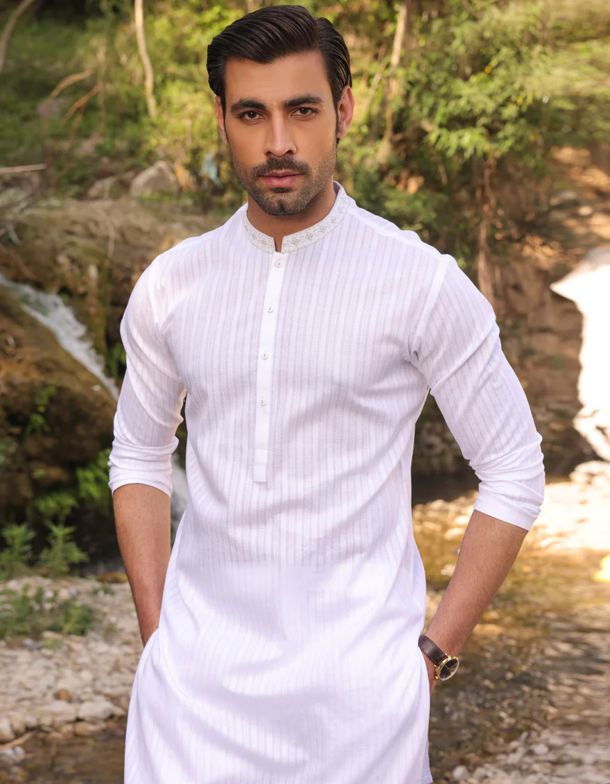 WHITE COTTON KURTA | JJK-A-US-34493/S23/JJ8897-SF - Image 3