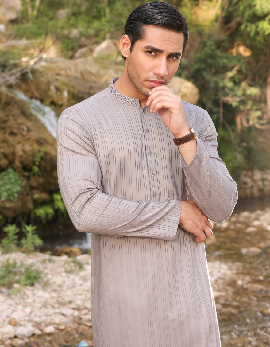 GREY COTTON KURTA | JJK-A-US-34497/S23/JJ8899-SF - Image 4