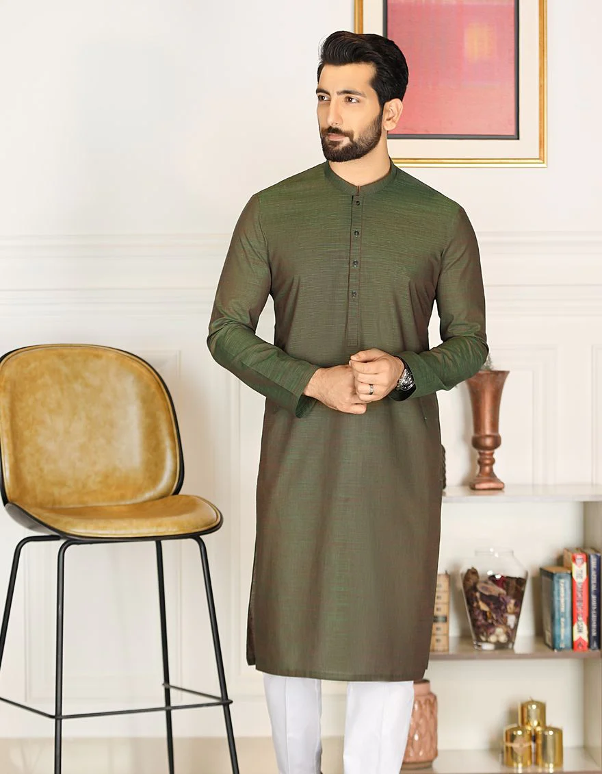 TWO TONE GREEN KURTA | JJK-A-US-36768/S21/JJ7112 - Image 2