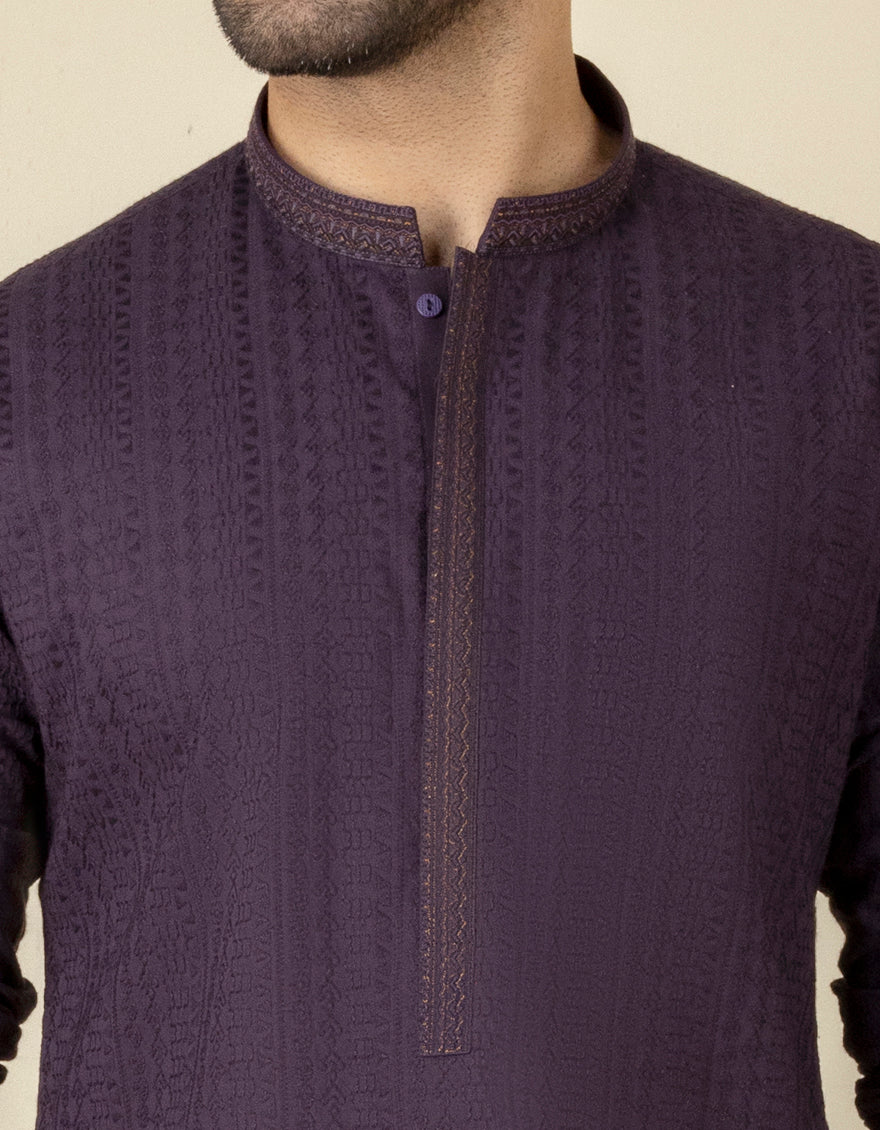DEEP PURPLE COTTON KURTA | JJK-A-US-36937/S22/JJ7546-FL - Image 2