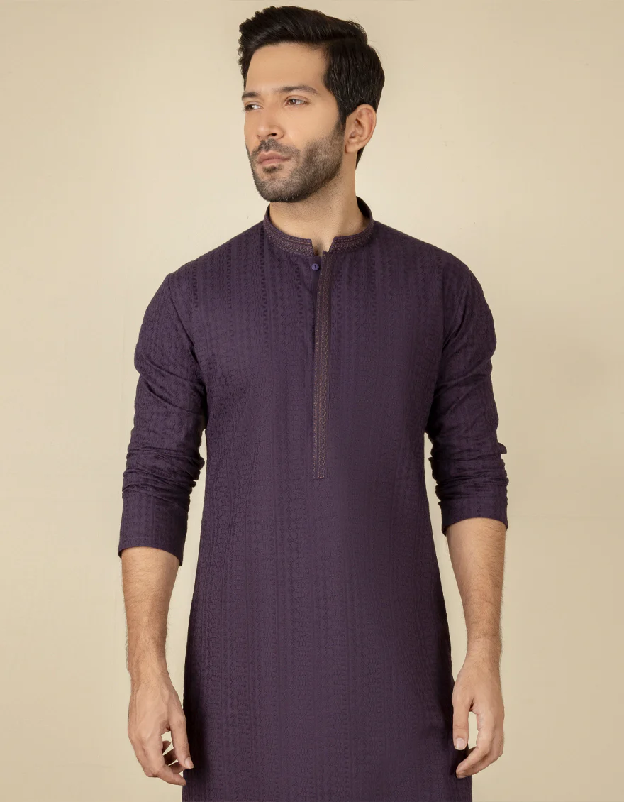 DEEP PURPLE COTTON KURTA | JJK-A-US-36937/S22/JJ7546-FL - Image 3