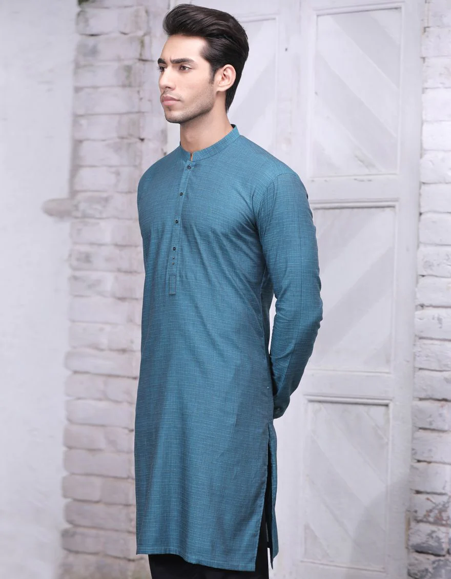TEAL BLUE KURTA | JJK-A-US-37561/W21/JJ6974-PN - Image 3