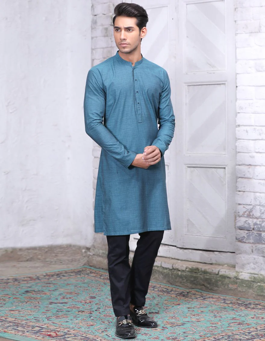 TEAL BLUE KURTA | JJK-A-US-37561/W21/JJ6974-PN - Image 4