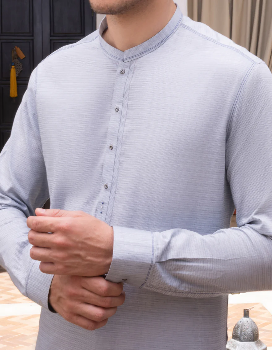 SKY BLUE COTTON KURTA | JJK-A-US-37662/S22/JJ8605-CL - Image 2