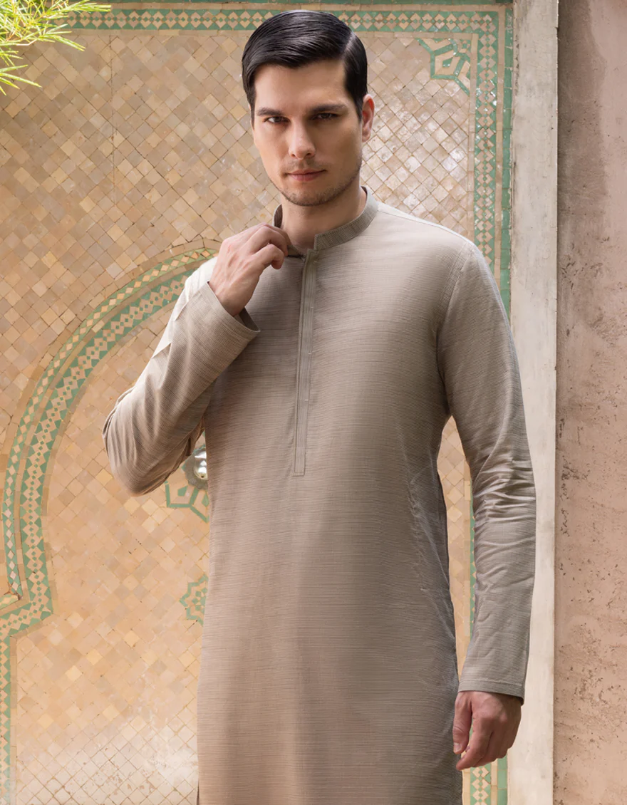 SAND COTTON KURTA | JJK-A-US-37670/W22/JJ8178-CL - Image 3