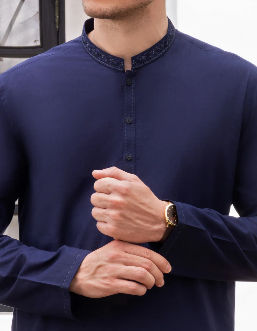 NAVY BLUE COTTON KURTA | JJK-A-US-37675/W22/JJ8293-SF - Image 2