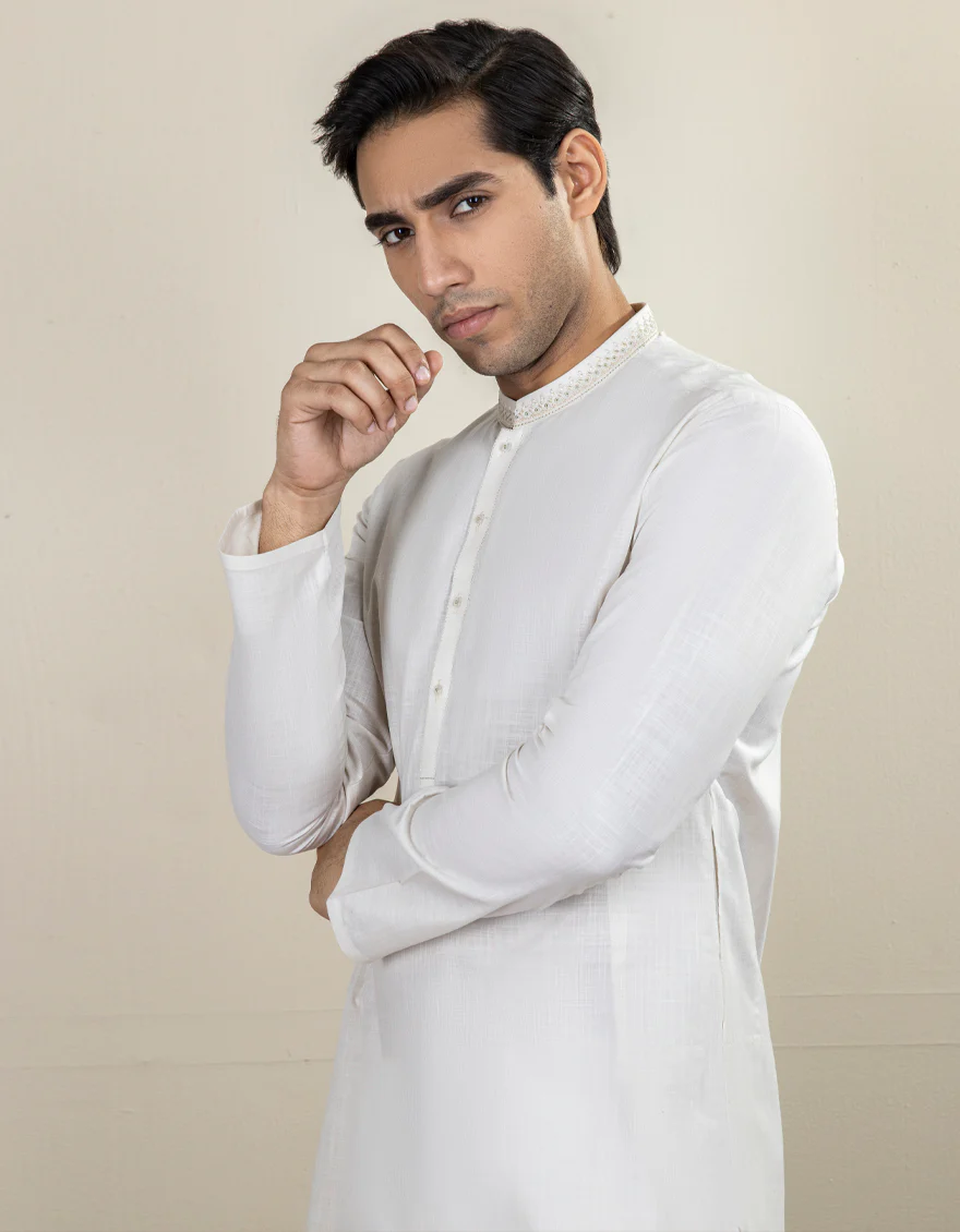 OFF WHITE COTTON KURTA | JJK-A-US-37676/W22/JJ8293-SF - Image 3