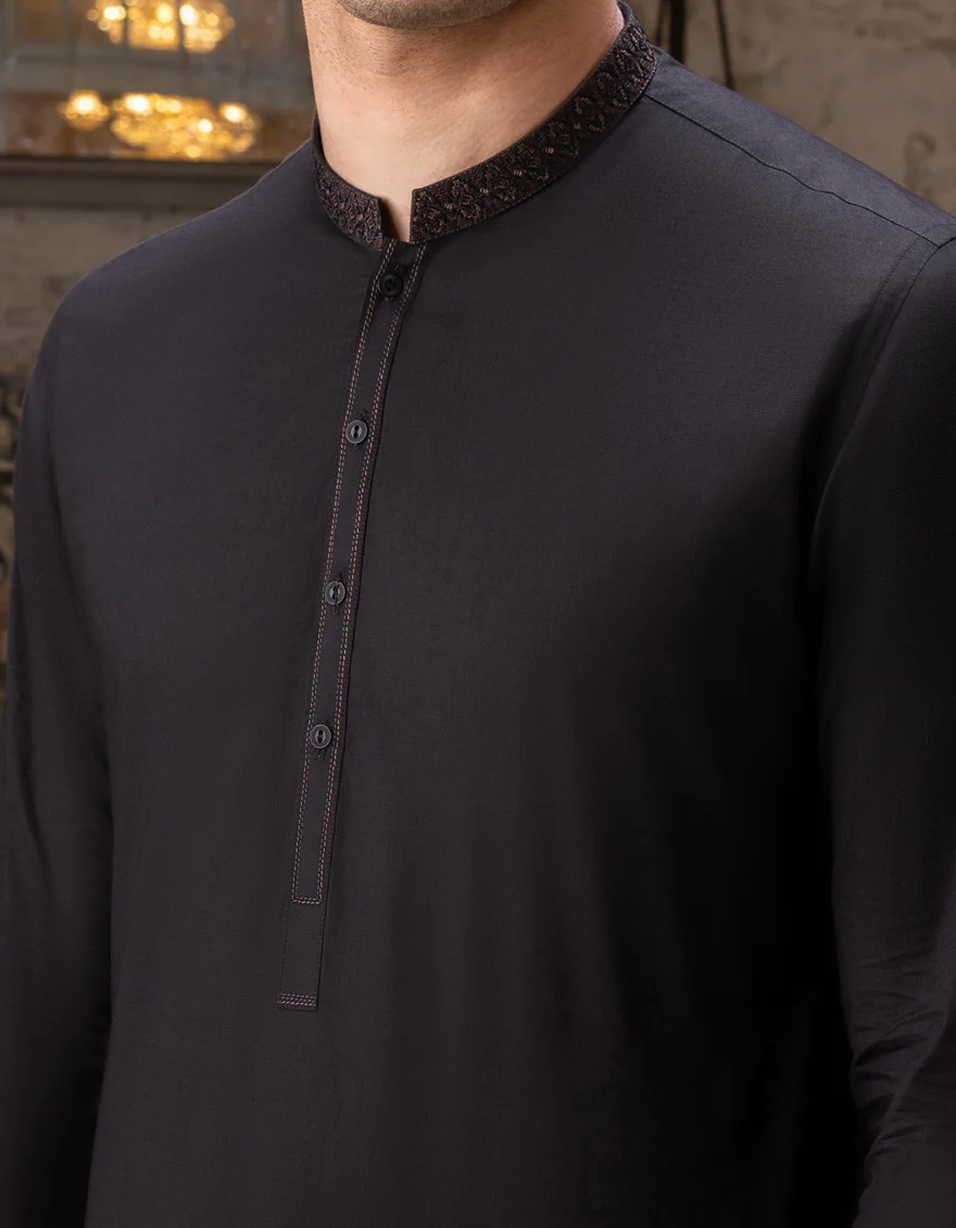 BLACK COTTON KURTA | JJK-A-US-37679/W22/JJ8293-SF - Image 2