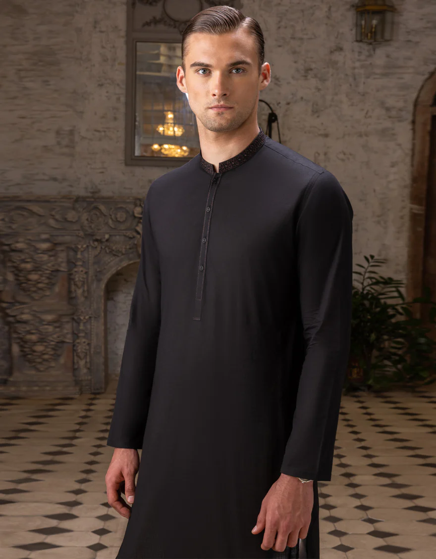 BLACK COTTON KURTA | JJK-A-US-37679/W22/JJ8293-SF - Image 3